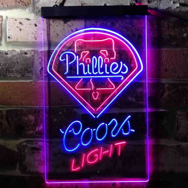 Philadelphia Phillies Coors Light Dual LED Neon Light Sign